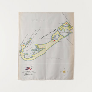 Illustrated map of Bermuda Tapestry