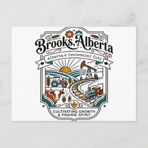 Illustrated Map of Brooks Alberta Canada Postcard