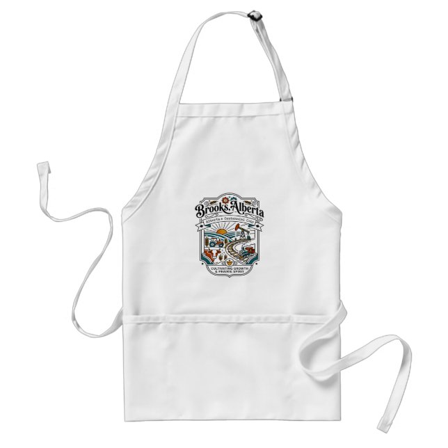 Illustrated Map of Brooks Alberta Canada Standard Apron (Front)