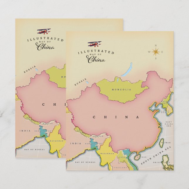 Illustrated map of china (Front/Back)