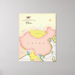 Illustrated map of china canvas print