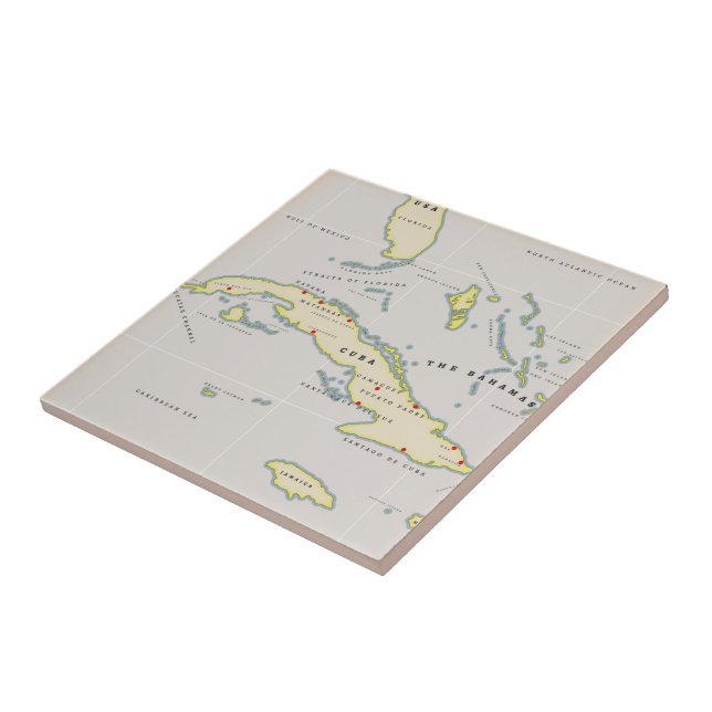 Illustrated map of Cuba Tile (Side)