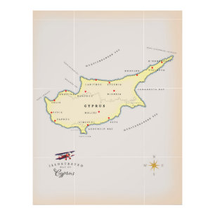 Illustrated map of Cyprus. Photo Print