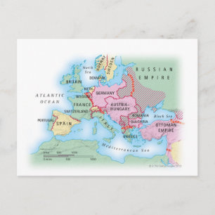 Illustrated Map of Europe Postcard