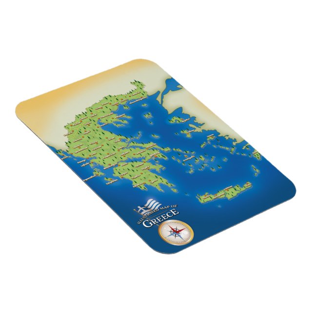 Illustrated Map Of Greece. Magnet (Right Side)