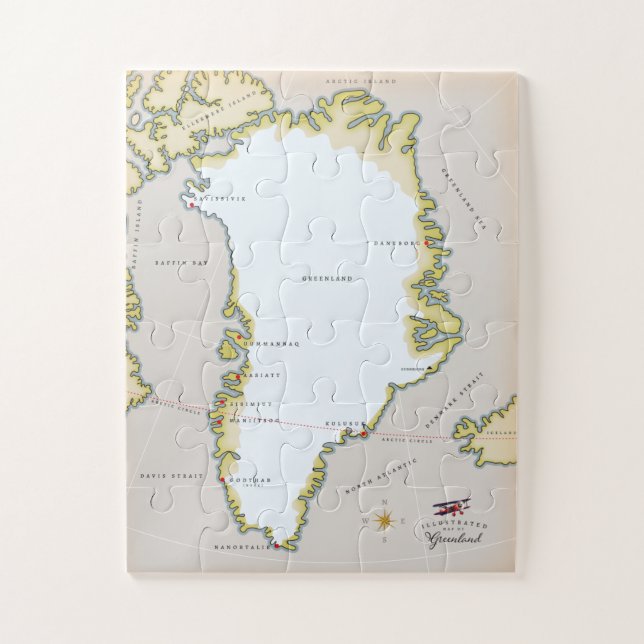 Illustrated map of Greenland Jigsaw Puzzle (Vertical)
