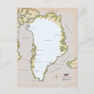 Illustrated map of Greenland Postcard