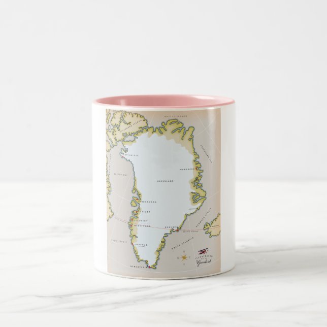 Illustrated map of Greenland Two-Tone Coffee Mug (Center)