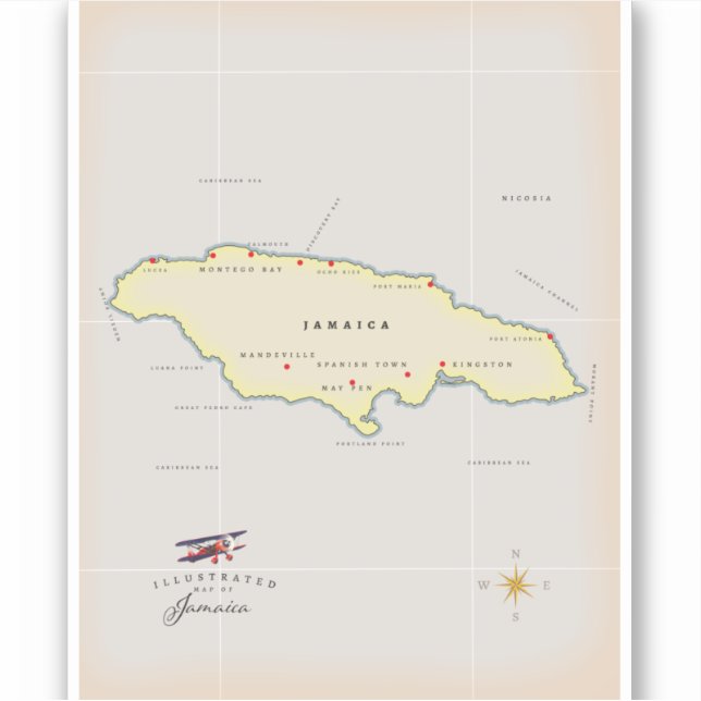 Illustrated map of Jamaica. (Front)