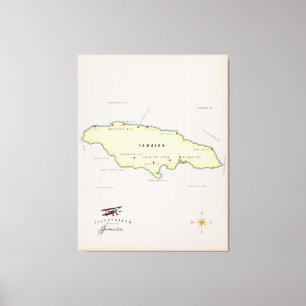 Illustrated map of Jamaica. Canvas Print