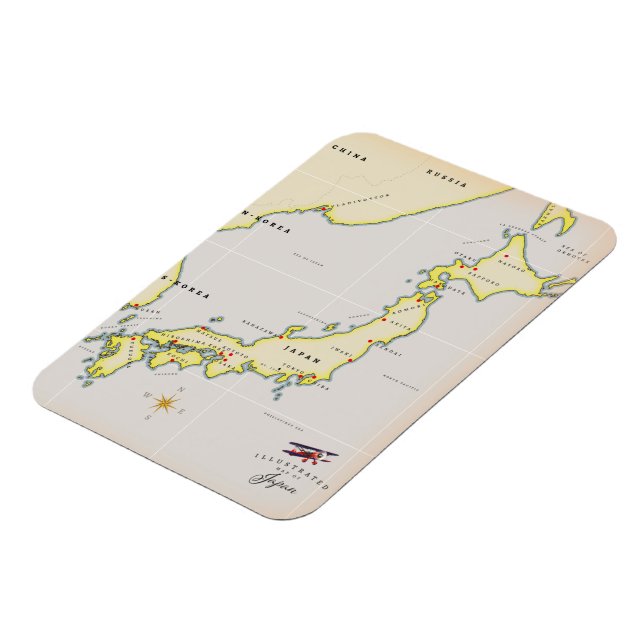 Illustrated map of Japan Magnet (Left Side)