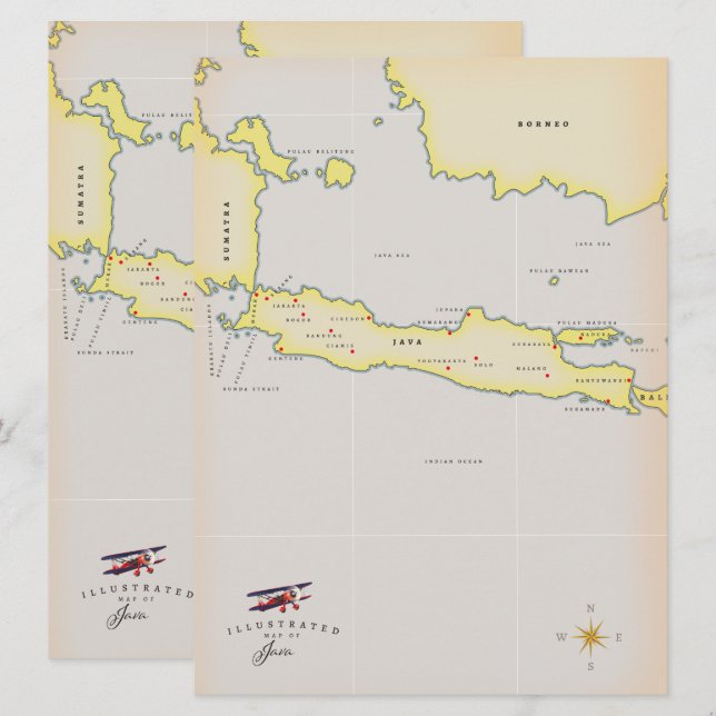 Illustrated map of Java. (Front/Back)