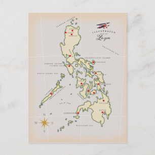 Illustrated map of Luzon Philippines map Postcard