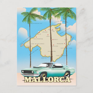 Illustrated map of Mallorca Postcard