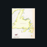 Illustrated map of Newfoundland. Canvas Print<br><div class="desc">Beautiful illustrated map of Newfoundland and islands in the region.</div>