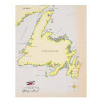 Illustrated map of Newfoundland.