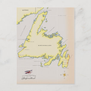 Illustrated map of Newfoundland. Postcard