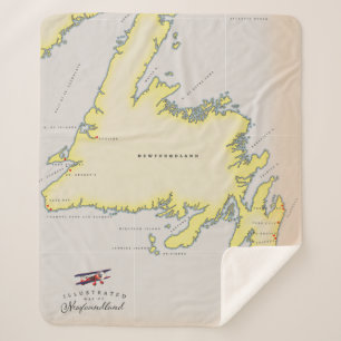 Illustrated map of Newfoundland. Sherpa Blanket