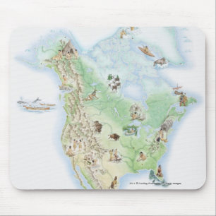 Illustrated map of North America Mouse Pad