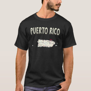 Illustrated Map Of Puerto Rico Major Cities Roads T-Shirt