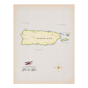 Illustrated map of Puerto Rico. Photo Print