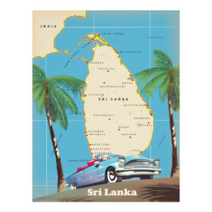 Illustrated map of Sri Lanka Photo Print