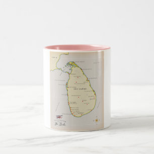 Illustrated map of Sri Lanka Two-Tone Coffee Mug