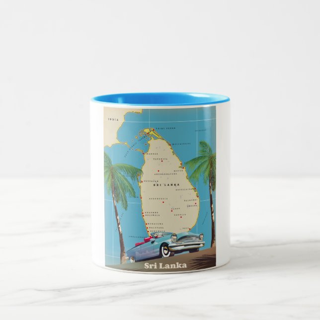 Illustrated map of Sri Lanka Two-Tone Coffee Mug (Center)
