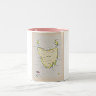 Illustrated map of Tasmania. Two-Tone Coffee Mug