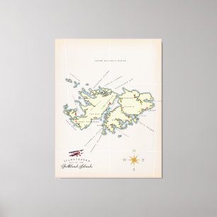 Illustrated map of the Falkland Islands. Canvas Print