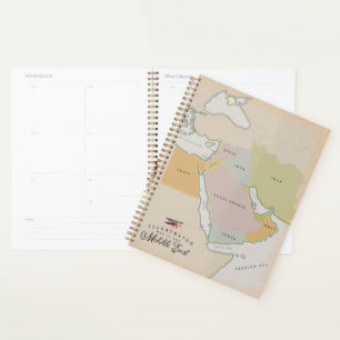 Illustrated map of the Middle East. Planner