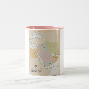 Illustrated map of the Middle East. Two-Tone Coffee Mug