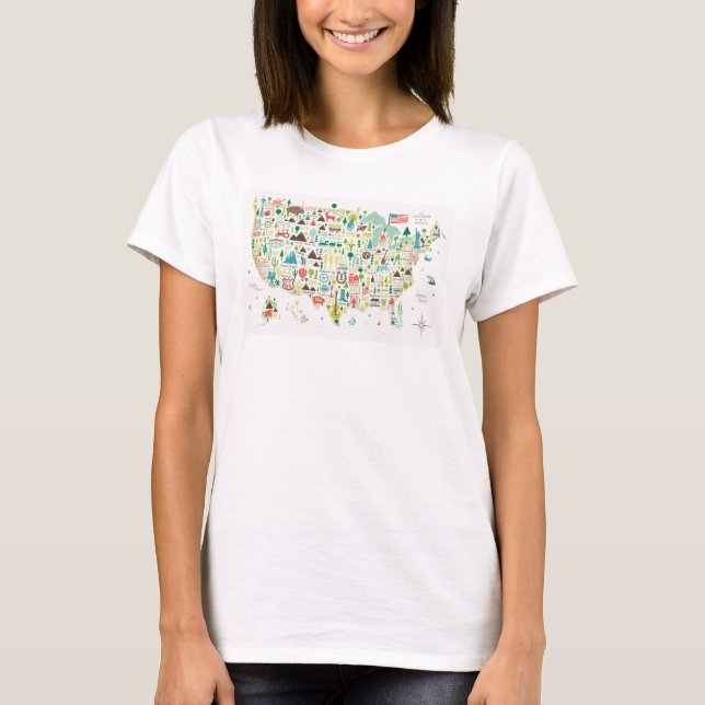 Illustrated Map of the USA T-Shirt (Front)