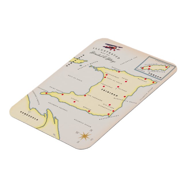 Illustrated map of Trinidad & Tobago Magnet (Left Side)