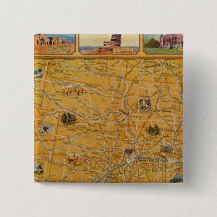 Illustrated Map of US Airways 2 Inch Square Button