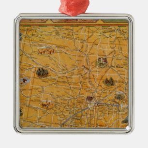 Illustrated Map of US Airways Metal Ornament