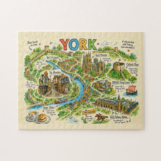 Illustrated Map of York Historic City Adventure Jigsaw Puzzle