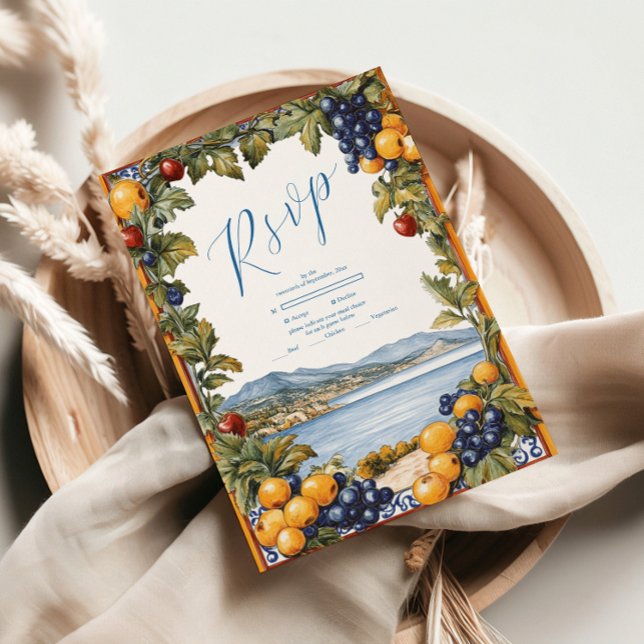 Illustrated Mediterranean Wedding  RSVP Card (Creator Uploaded)