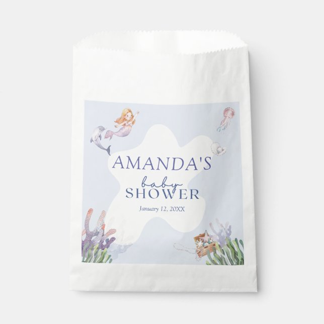 Illustrated Mermaid Baby Shower Favour Bag (Front)