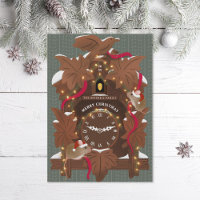 Illustrated Mice on Christmas Cuckoo Clock