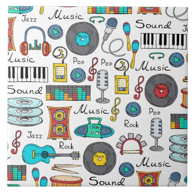 Illustrated music objects tile (Front)