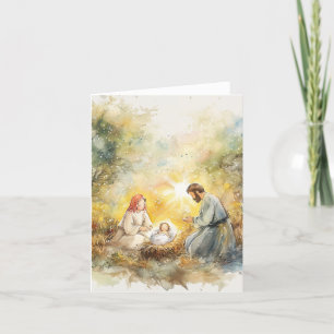  Illustrated Nativity Scene I Blank Inside Holiday Card