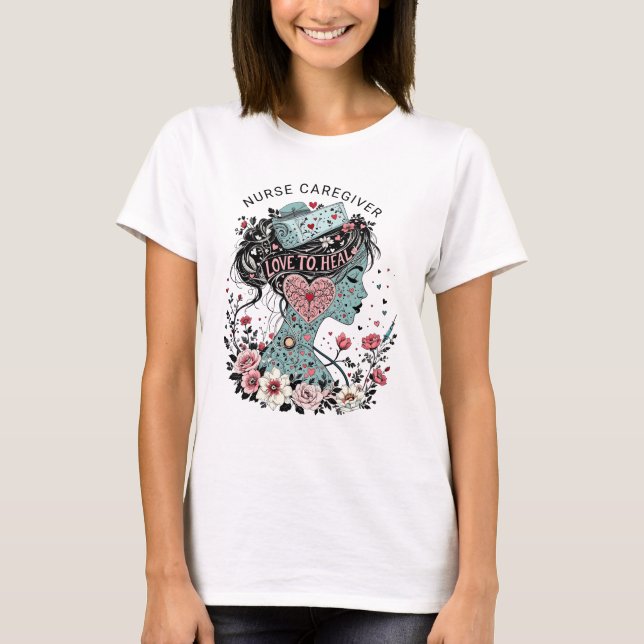 Illustrated Nurse Caregiver T-Shirt (Front)