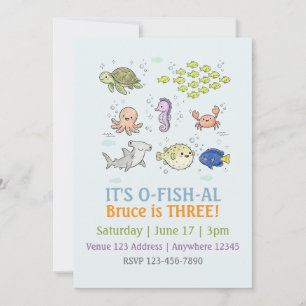 Illustrated O-FISH-AL Kid's Birthday Invitation