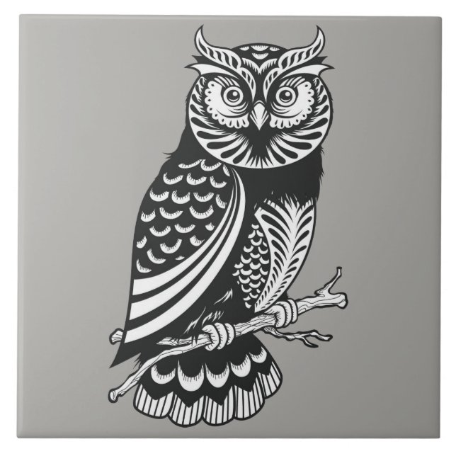 Illustrated Owl design Tile (Front)