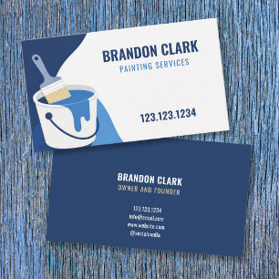 Illustrated Paint Bucket & Brush Icon Painting Business Card