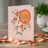 Illustrated Peach Simple Mothers Day Photo Card
