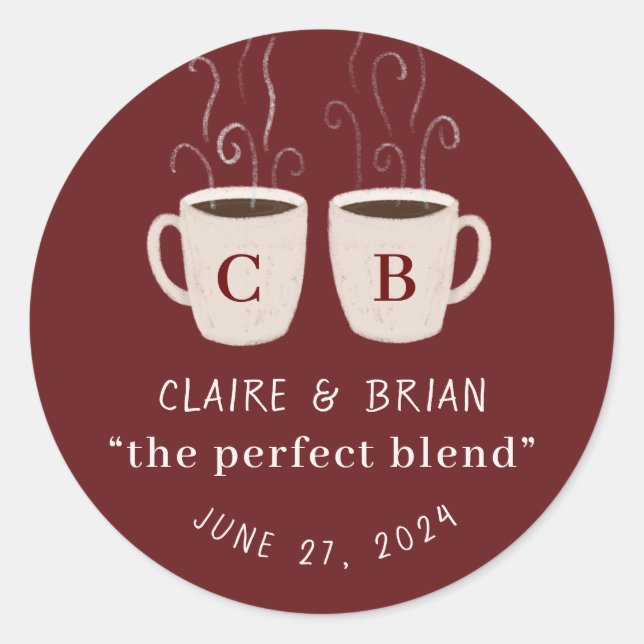Illustrated Perfect Blend monogram Mugs Favour Classic Round Sticker (Front)