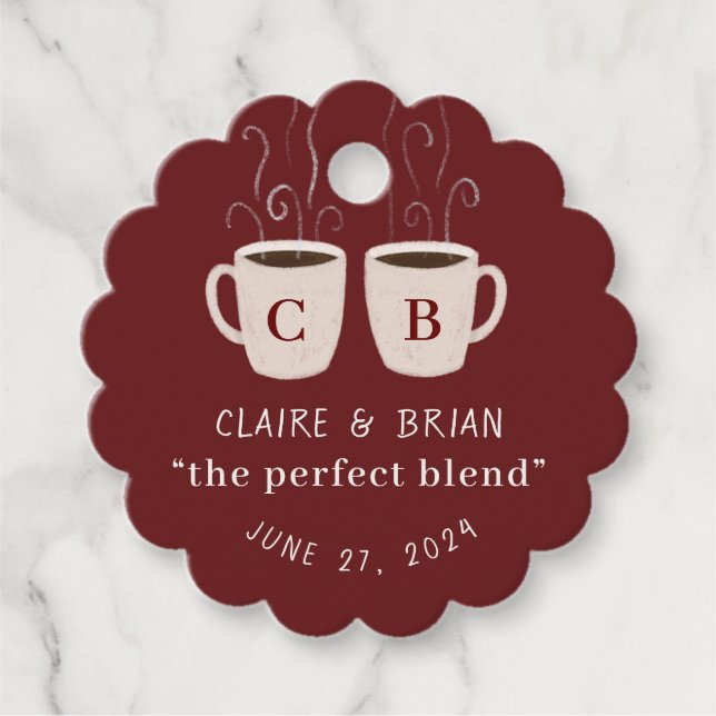 Illustrated Perfect Blend monogram Mugs Favour Tag (Front)