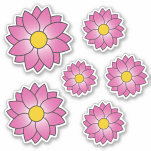 Illustrated Pink Flower Multiple Sticker